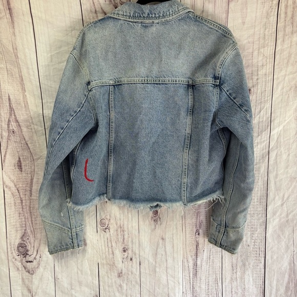 Free People Dillon Women's Light Blue Denim Jacket Bohemian casual Small - Picture 8 of 9